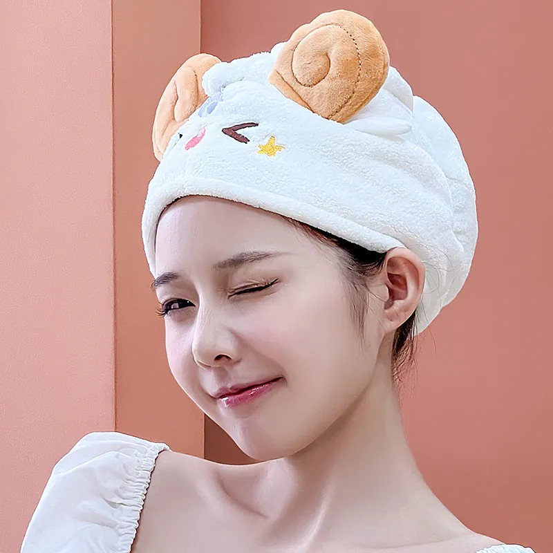 Trendy Cute Animal Sheep Hair Drying Turban – Quick-Dry Absorbent Microfiber Bath Cap, Japanese Minimalist Style, Easy Pull-Over Towel Wrap for Women and Kids